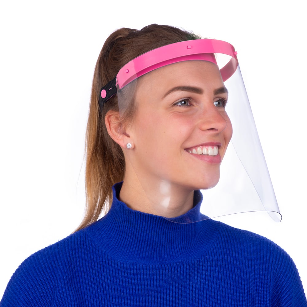 Gelaatsscherm-Vista-Protector-Face-Shield-Gezichtsscherm-Gelaatsmasker-Zijnaanzicht-Schuin-Roze-1000px-.jpg